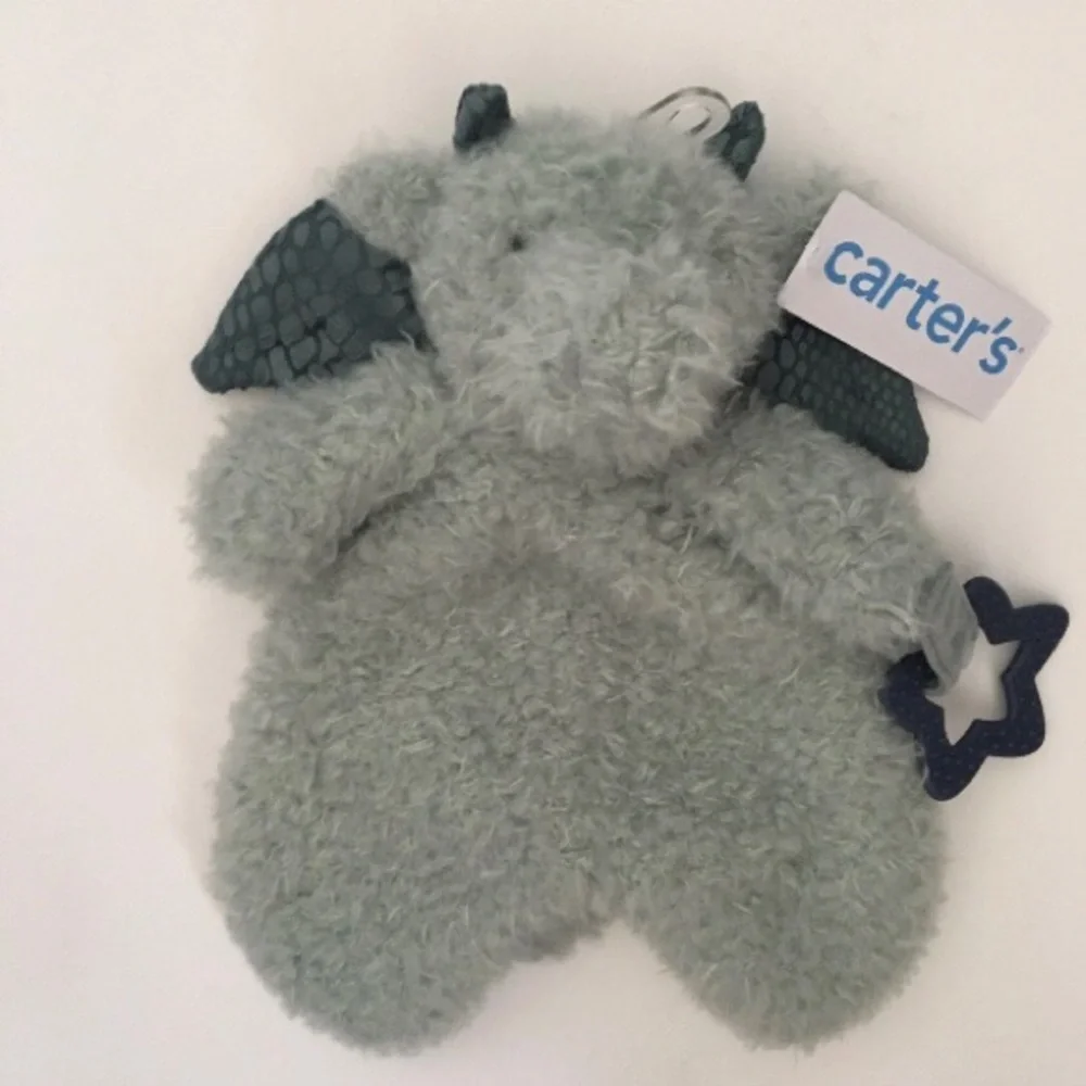 NEW Carters Dinosaur Lovey Teether Feather Knit Fuzzy Soft Baby Toy